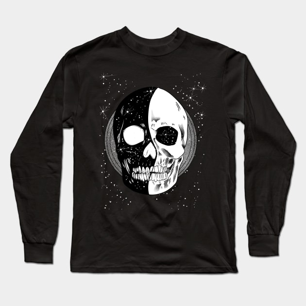 Ying Yang Skull Long Sleeve T-Shirt by Luis Angel Nunez